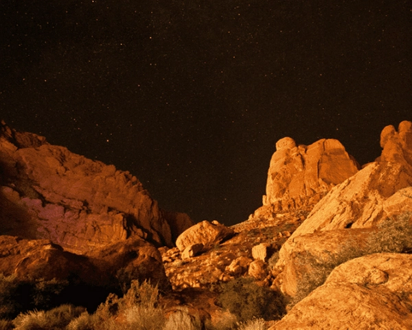 rock formations at night