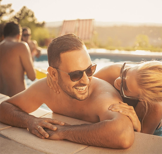 man and woman in pool