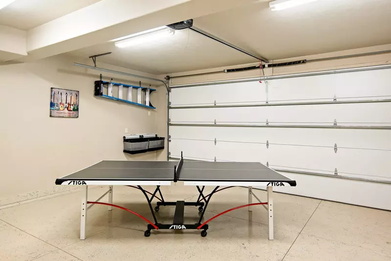 2 Car Garage with Foldable Ping Pong Table