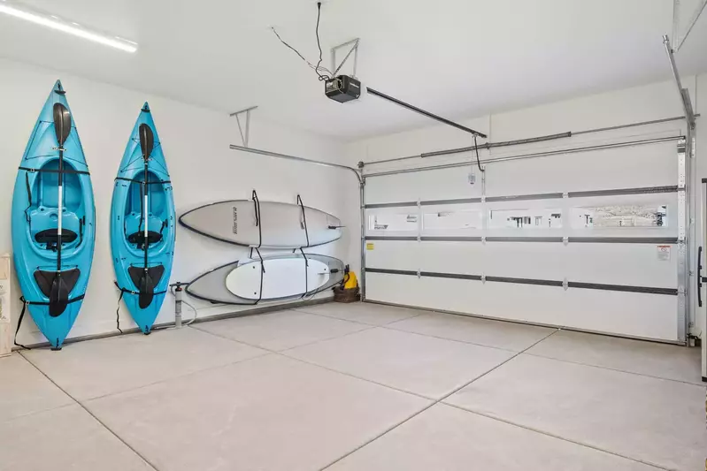 2 Car Garage with Paddleboards and Kayaks