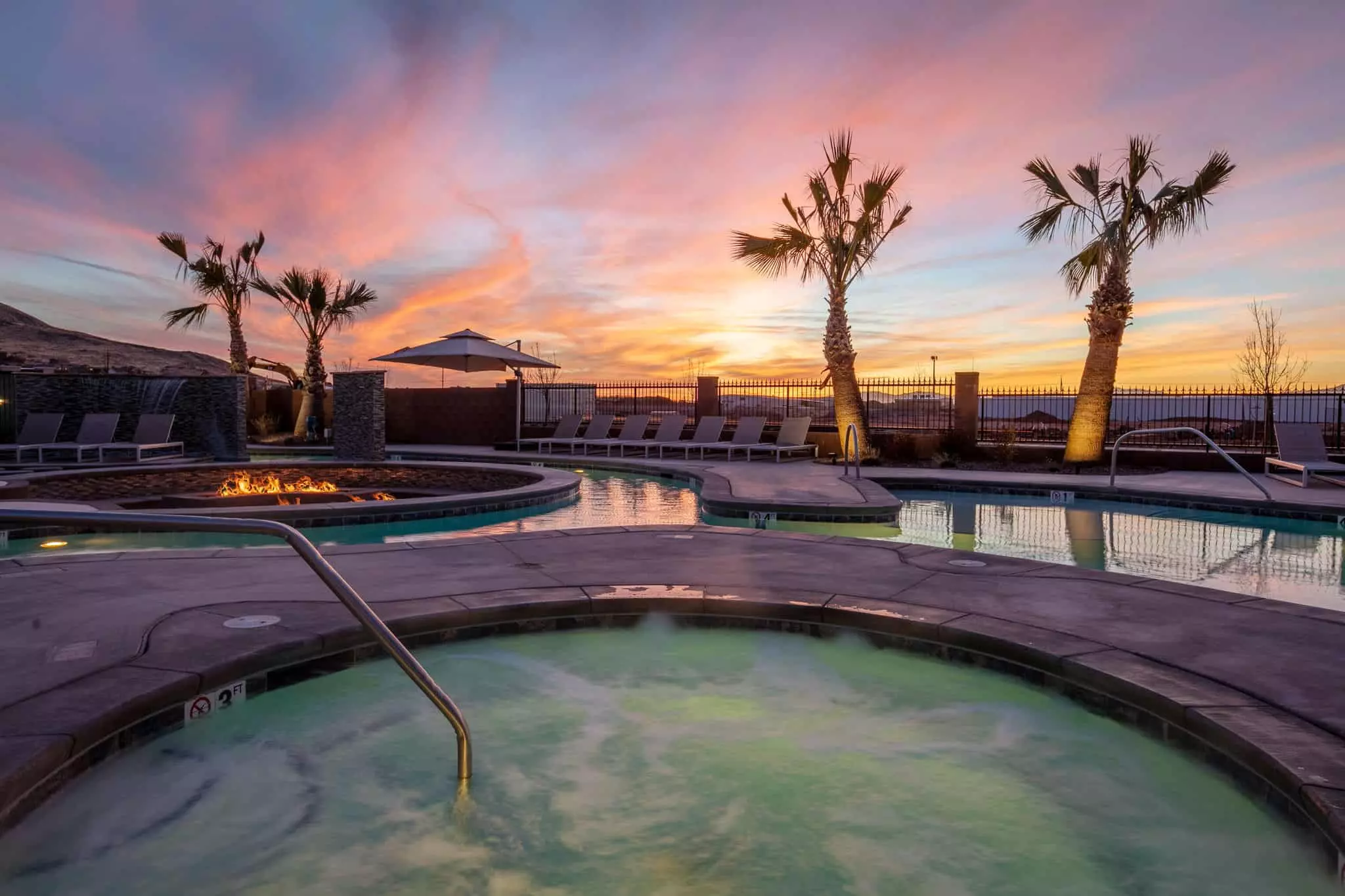 pool area at dusk