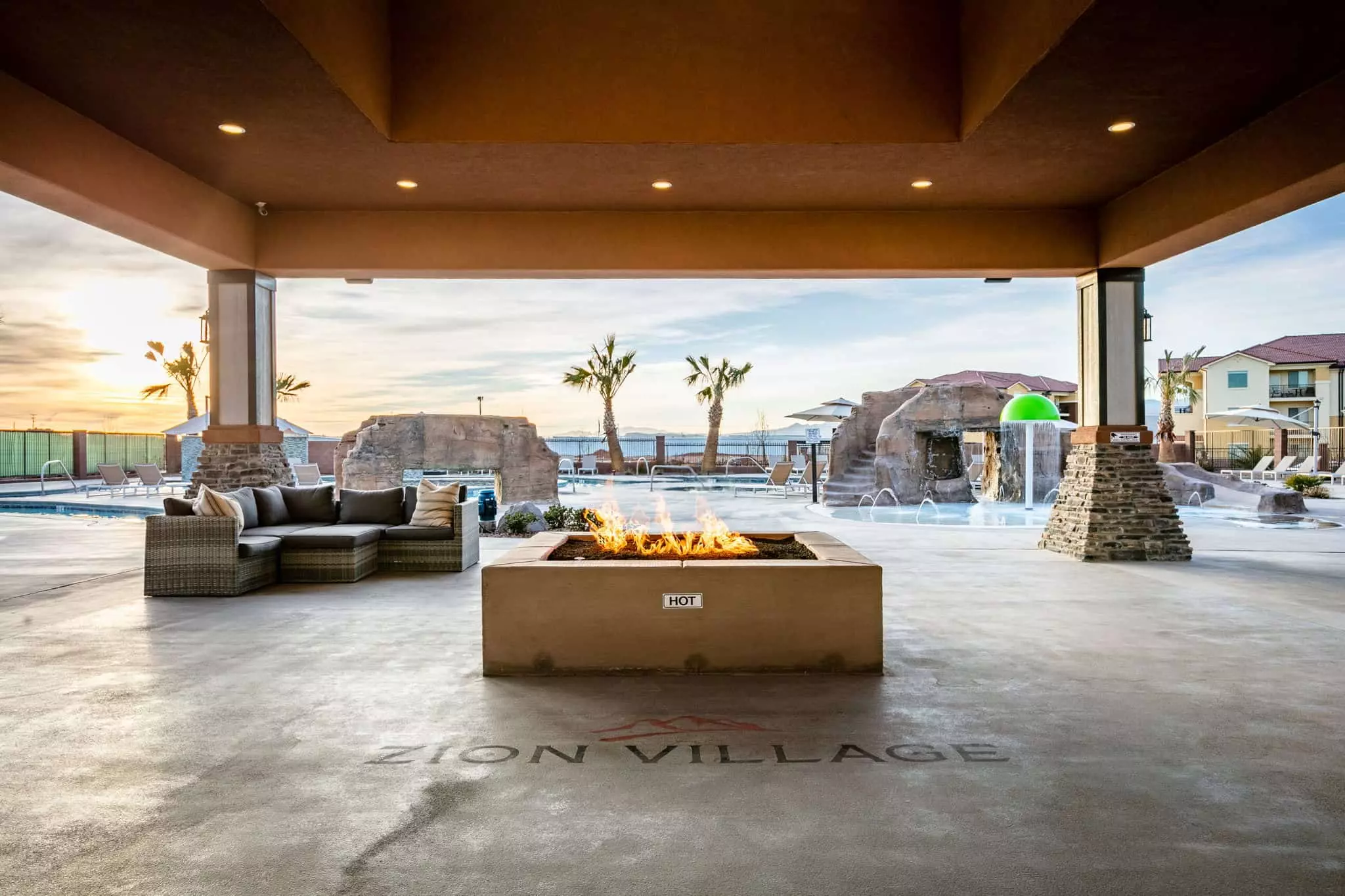 patio with fire pit and seating