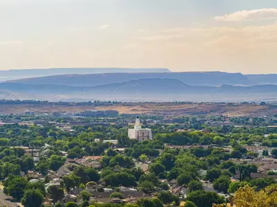 aerial view of st. george utah temple