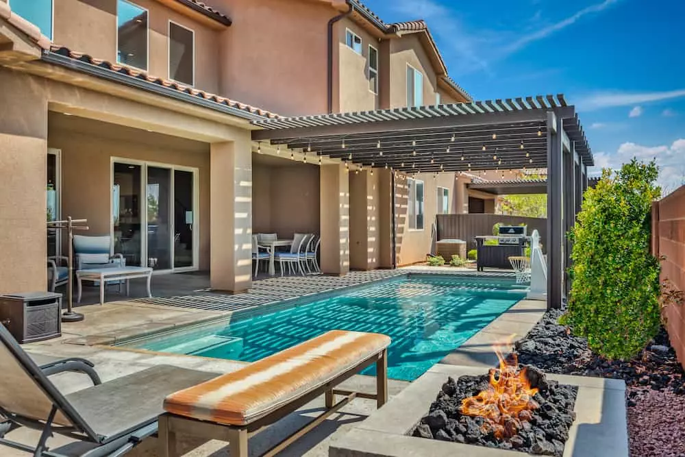 patio and swimming pool at a St. George vacation rental