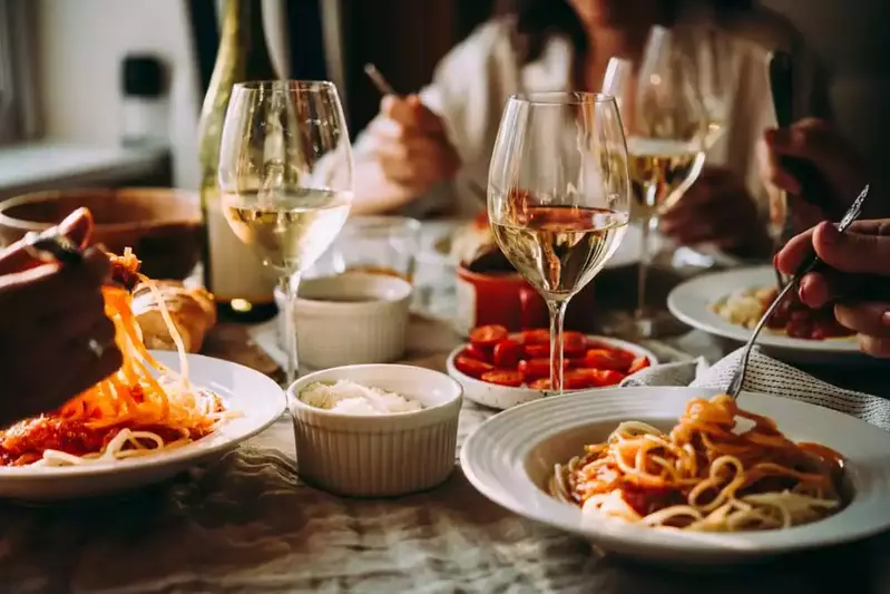 pasta dinner at a nice restaurant