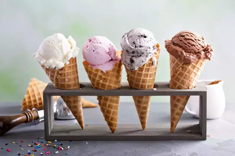 ice cream cones on a stand