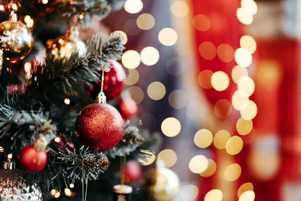 Christmas tree with ornaments and garland