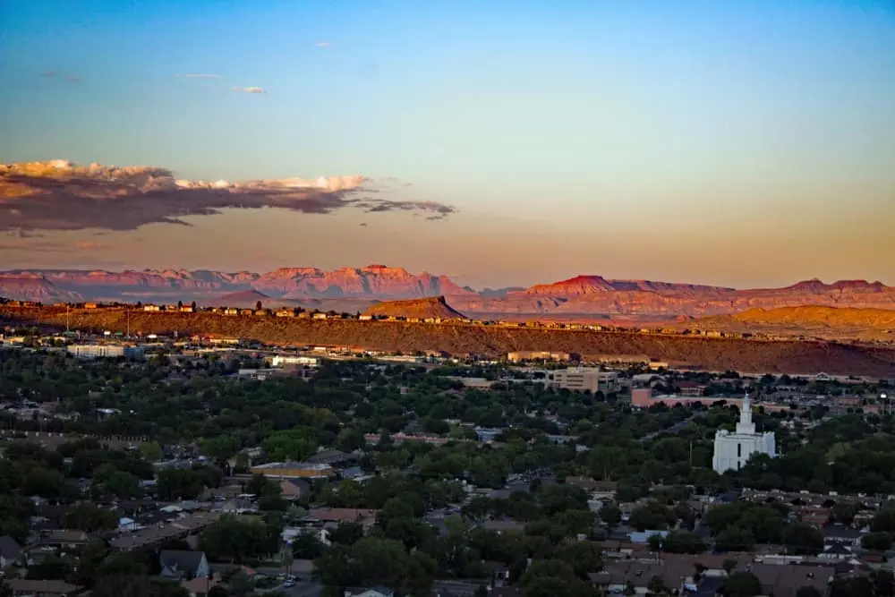 sunset view of St. George Utah