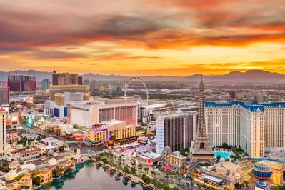 Las Vegas skyline at sunset