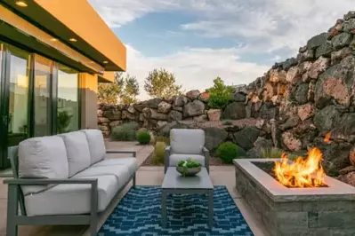 outdoor fire pit outside st george rental