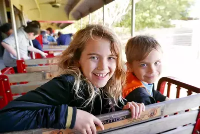 kids on a train