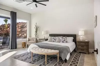 bedroom at a southern utah vacation rental