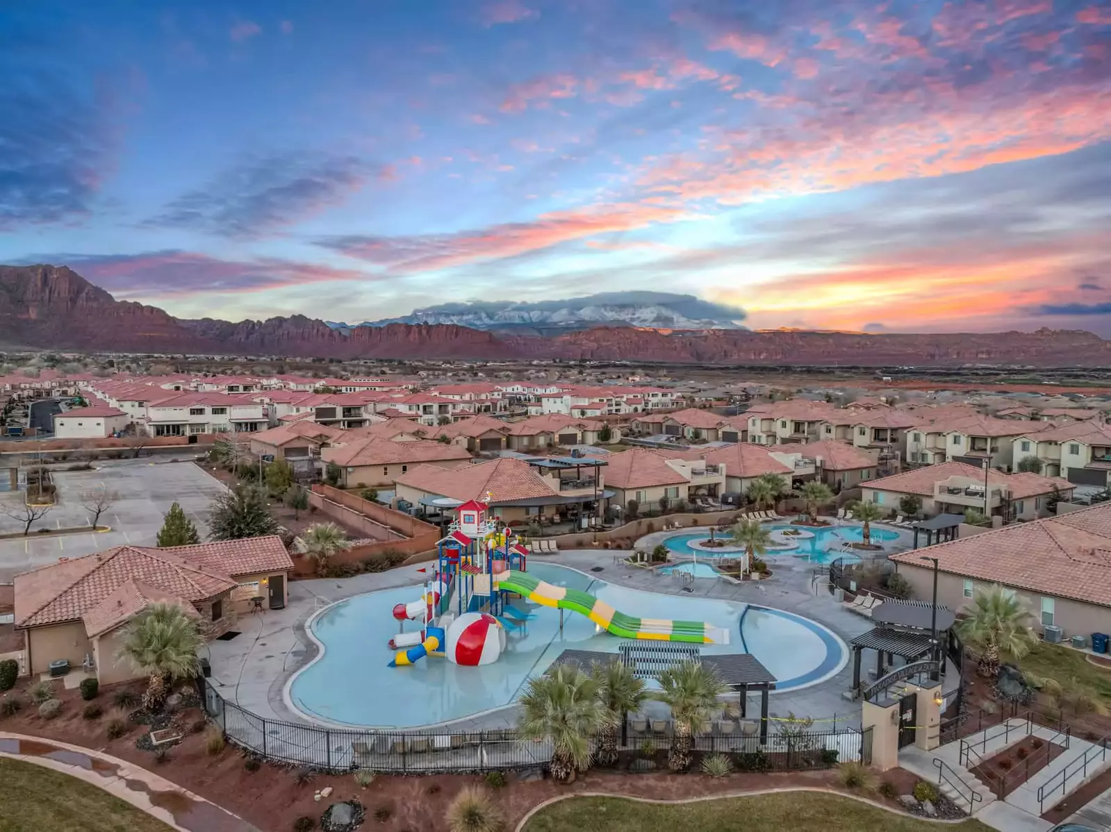 Sunset over Community Waterpark