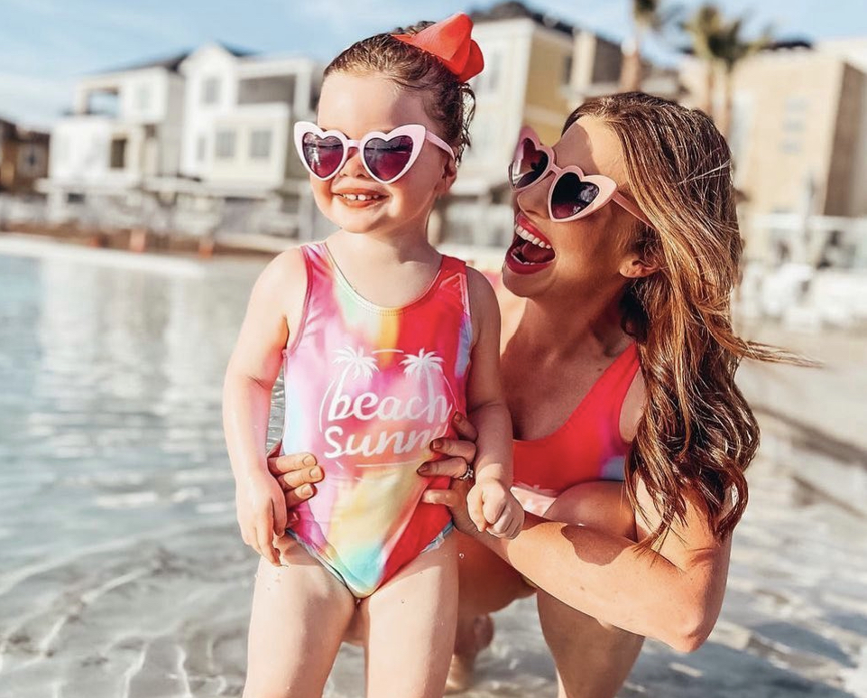 mother and daughter playing in Lagoon