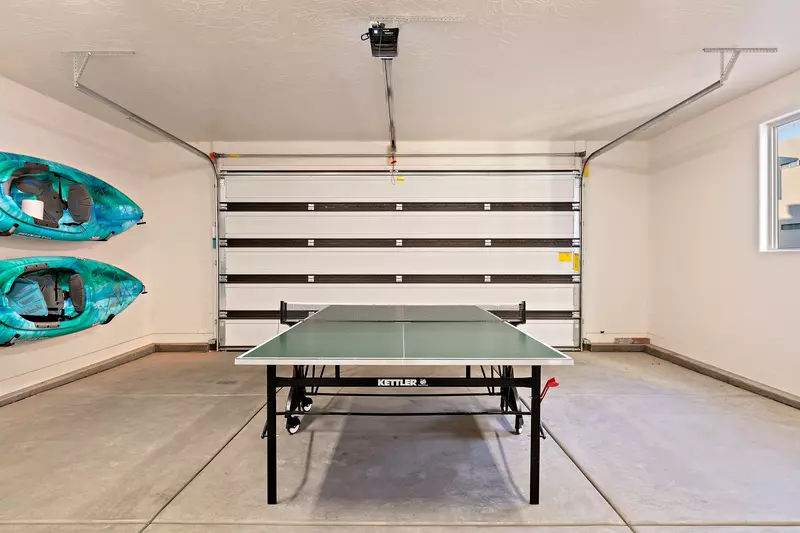 Foldable Ping Pong Table In 2 Car Garage