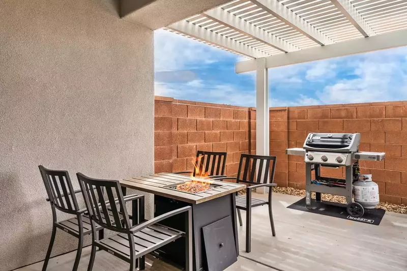 Outdoor Patio with Fire Table and Grill
