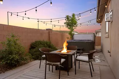 Backyard Patio - Firepit and Private Hot Tub