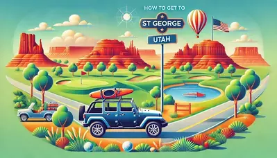 DALL·E 2024-12-17 19.10.50 - A vibrant banner image for a blog post titled 'How Get to St George.' The design features a scenic representation of St. George, with iconic red rock 
