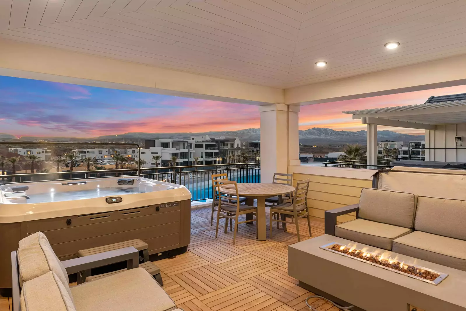 Balcony with Private Hot Tub & Fire Table