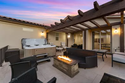 Fire Table, Hot Tub and Patio