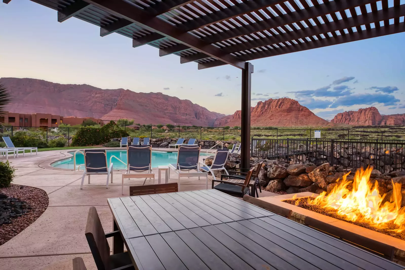 Community Pergola and Patio Seating