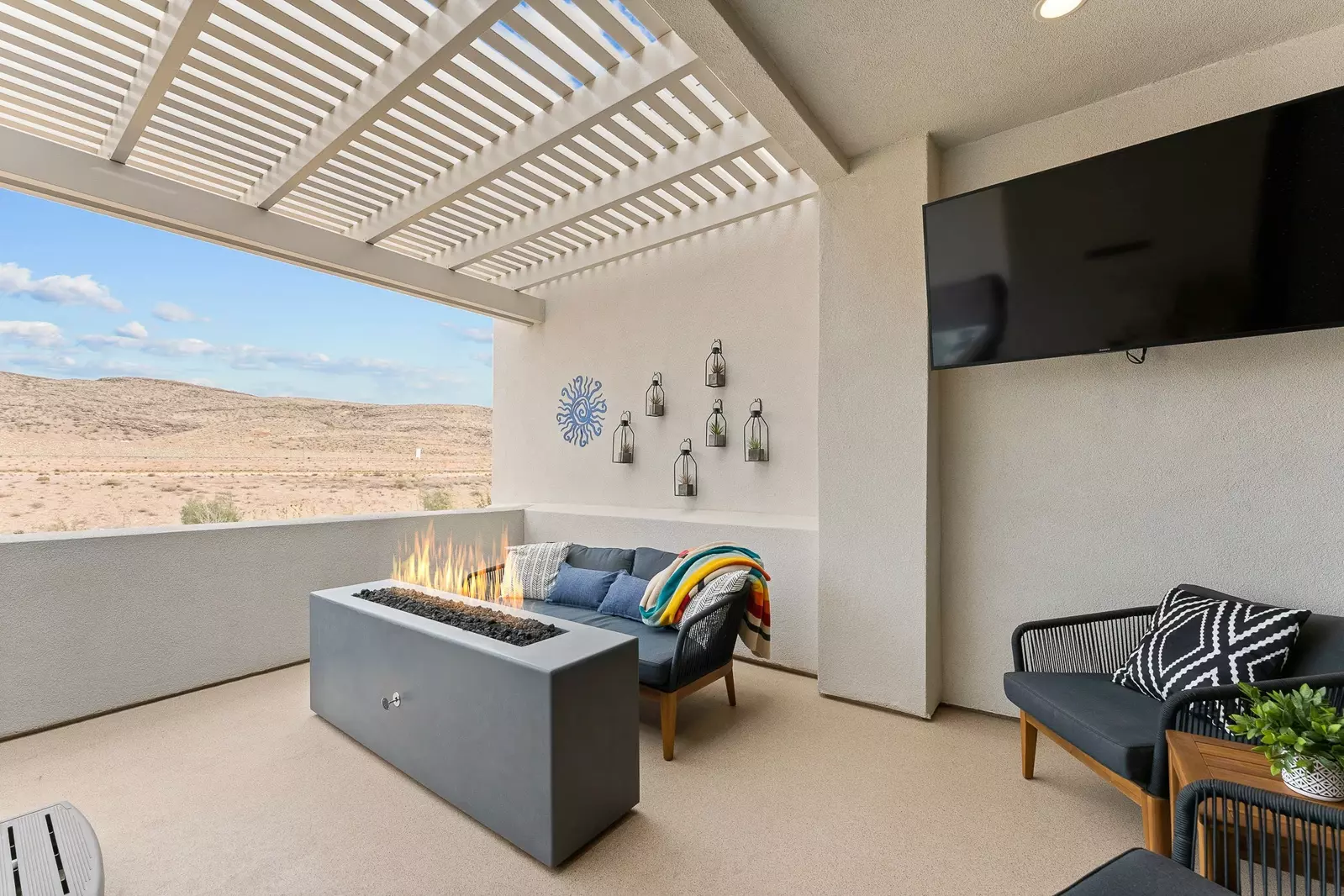 Balcony with Fireplace & TV