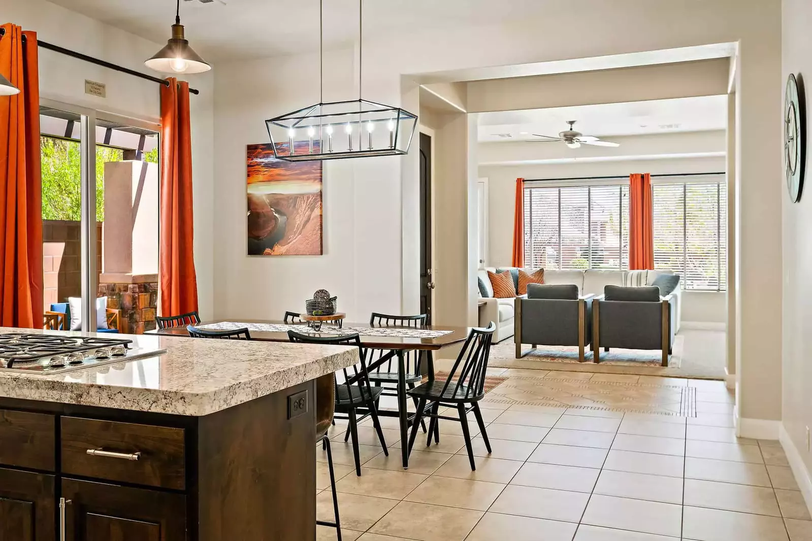 Kitchen, Dining and Living Rooms