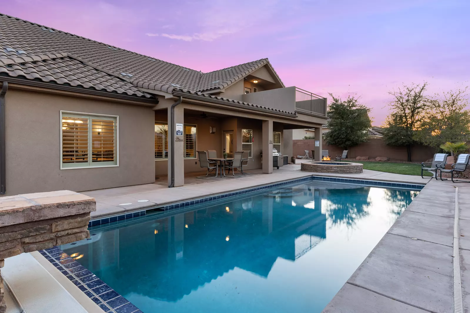 Private Pool at Sunset