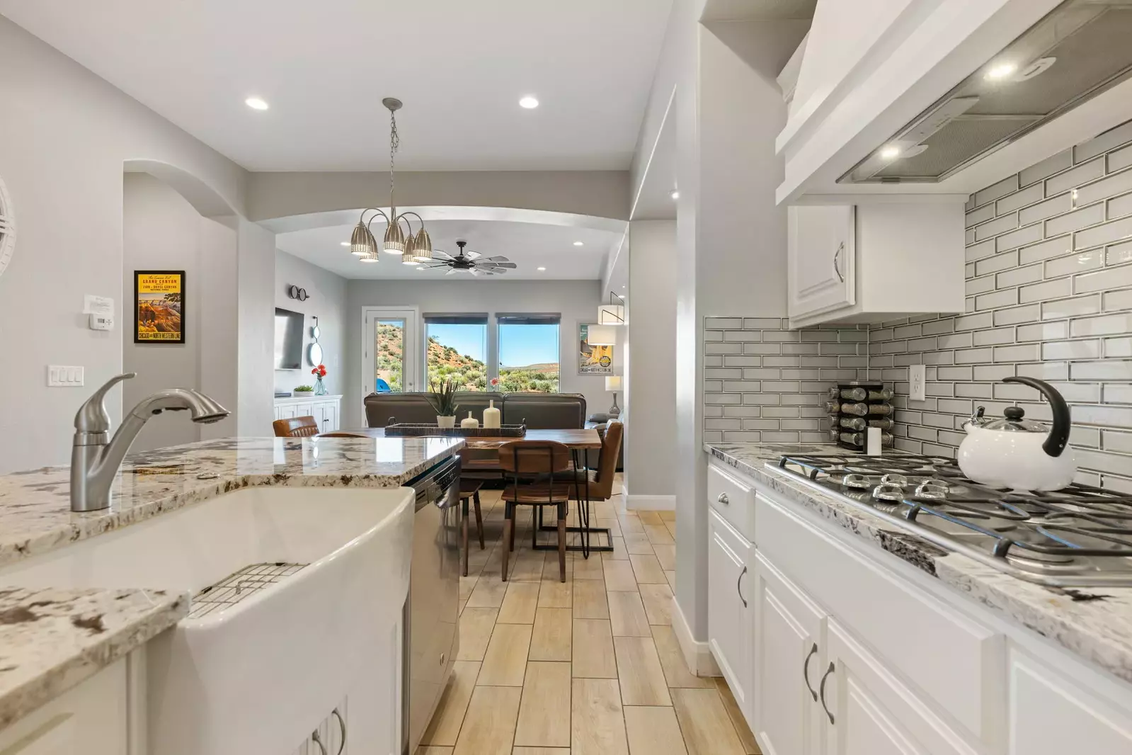 Kitchen, Dining Room, and Living Room View