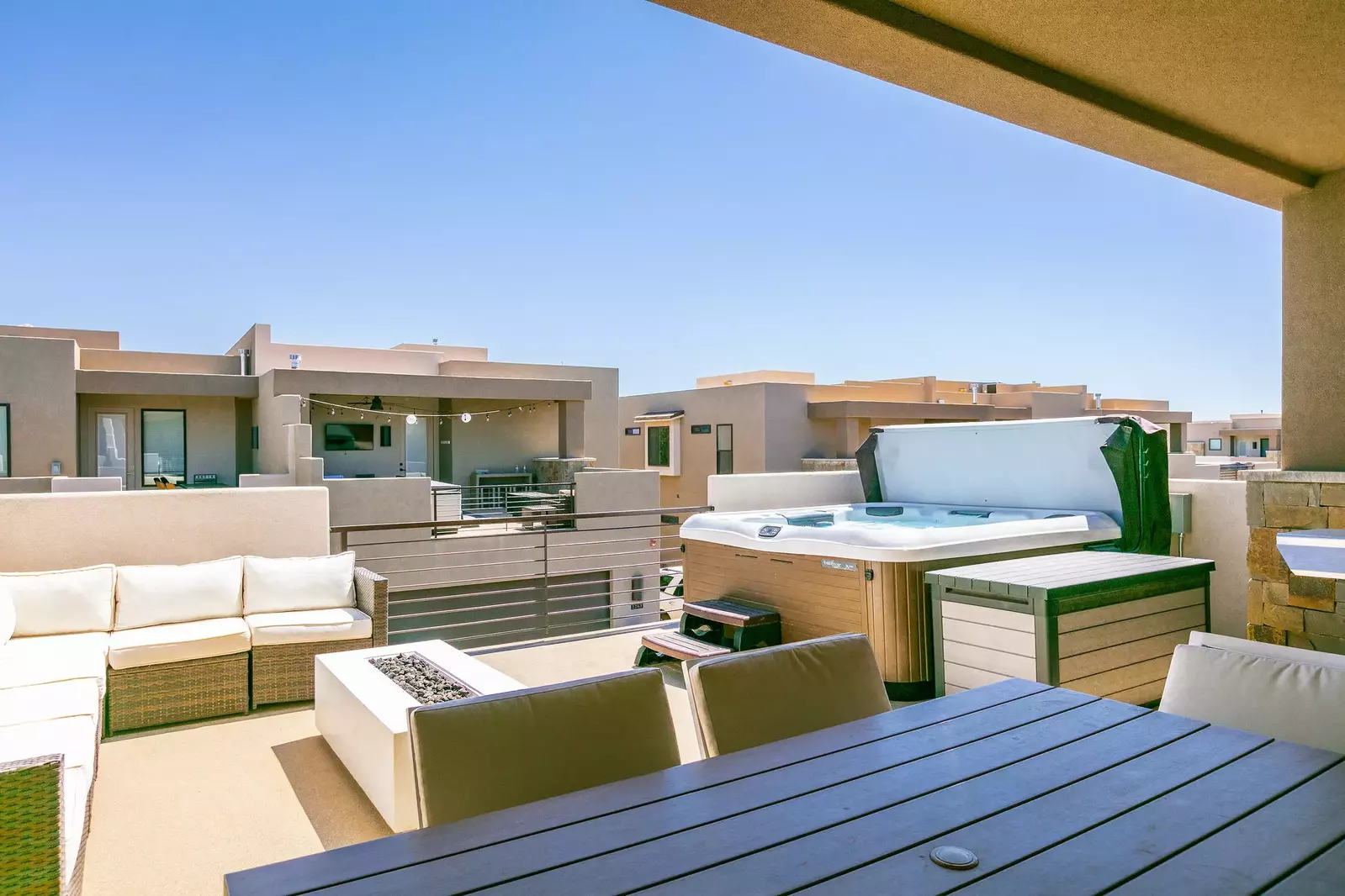 Balcony with Private Hot Tub and Fire Pit