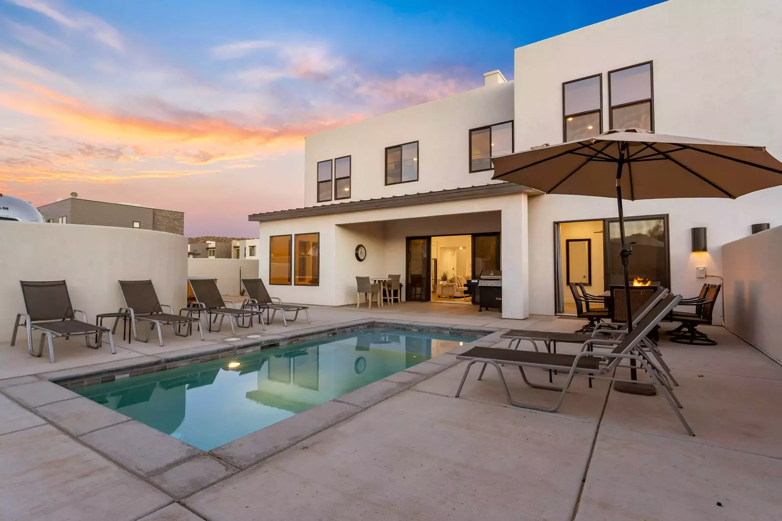 Patio With Private Pool Tables Chairs