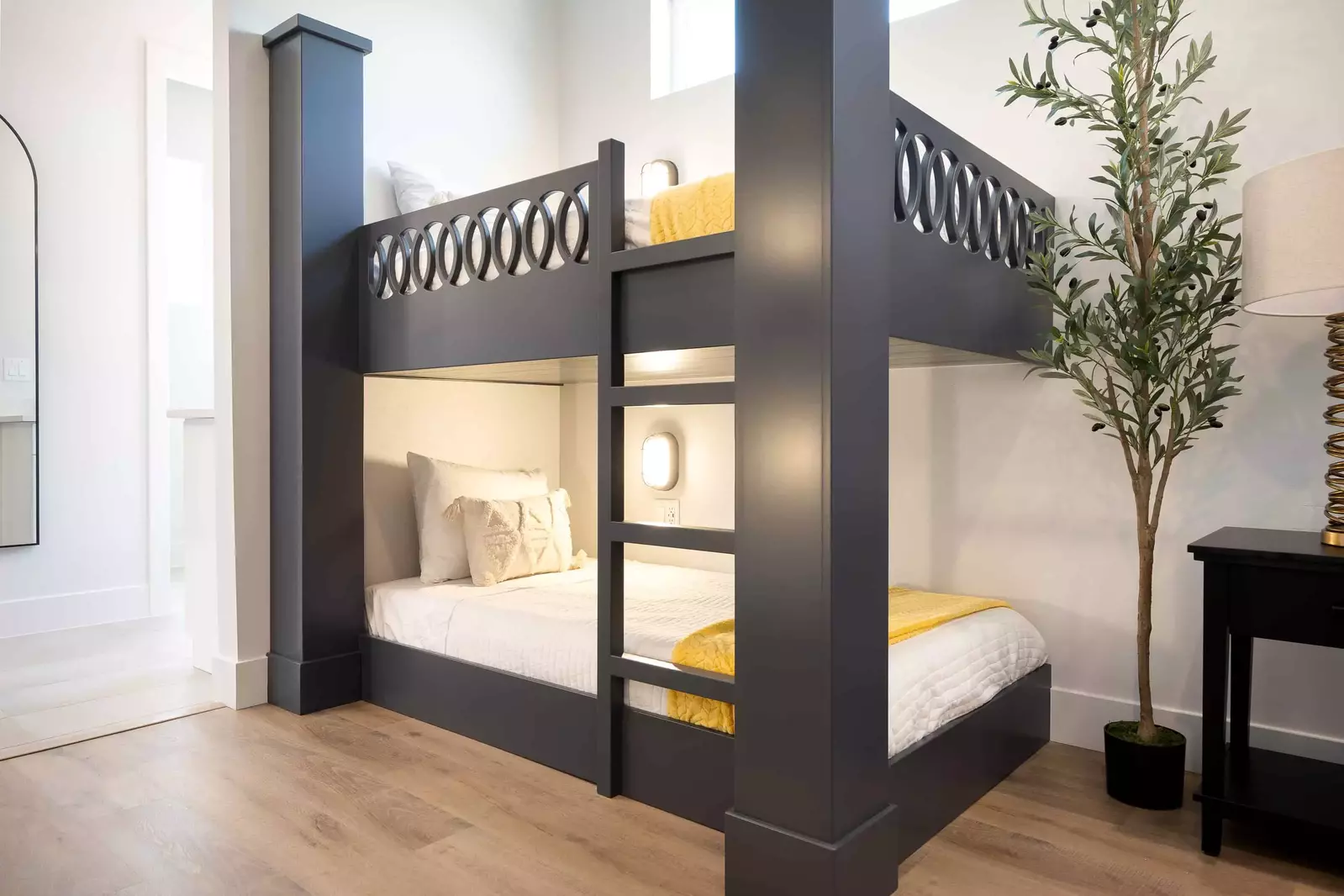 Queen Bedroom with Triple Twin Bunk Beds and Double Twin Bunk  with Attached Bath