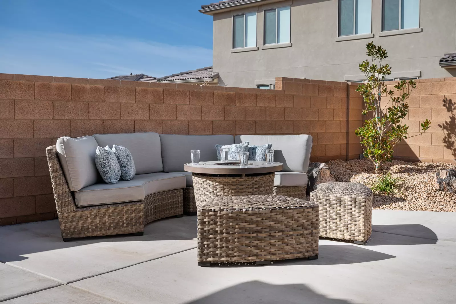 Outdoor Patio Seating and Fire Table