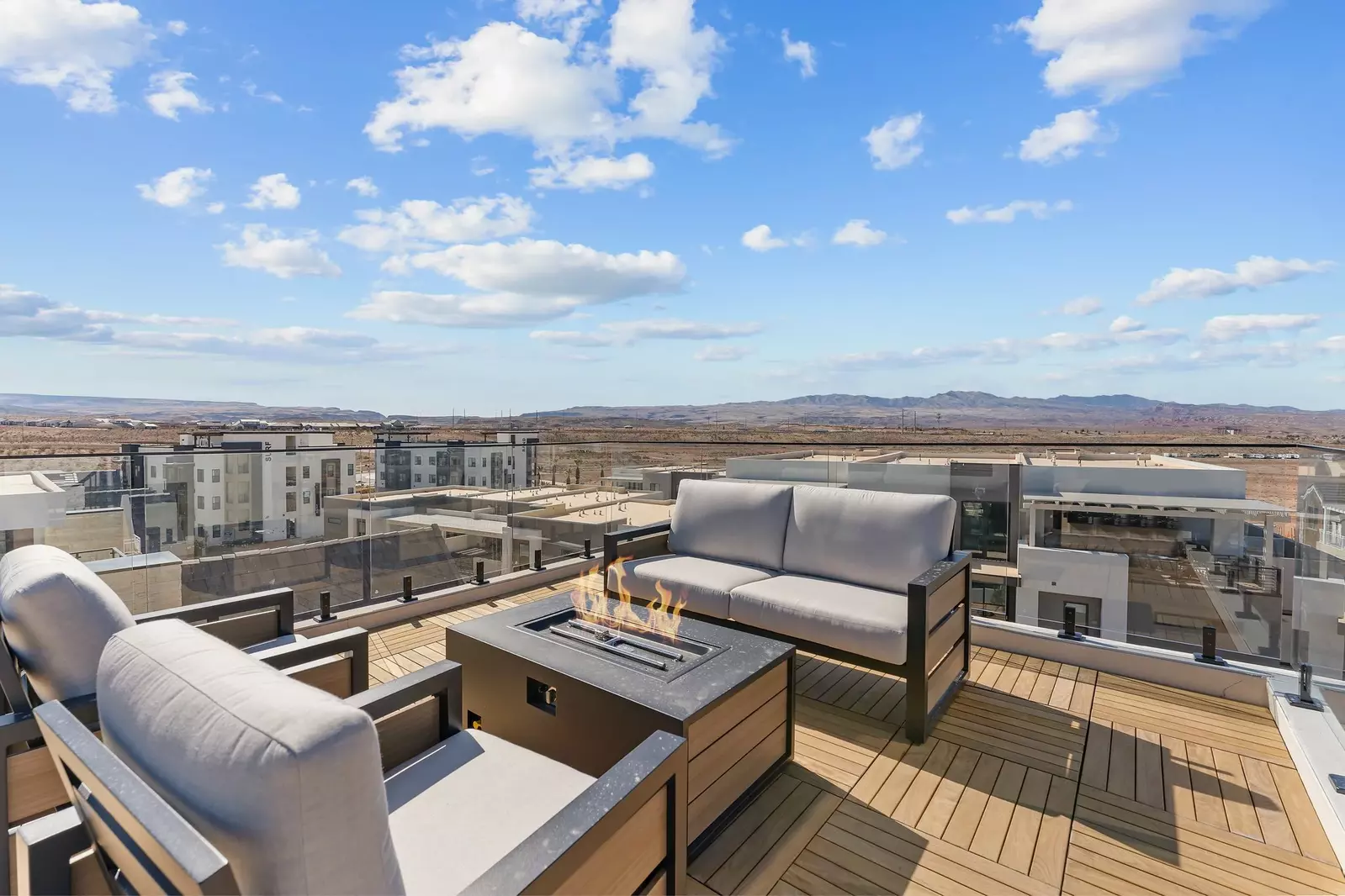 Great Views From Patio Seating / Fire Table