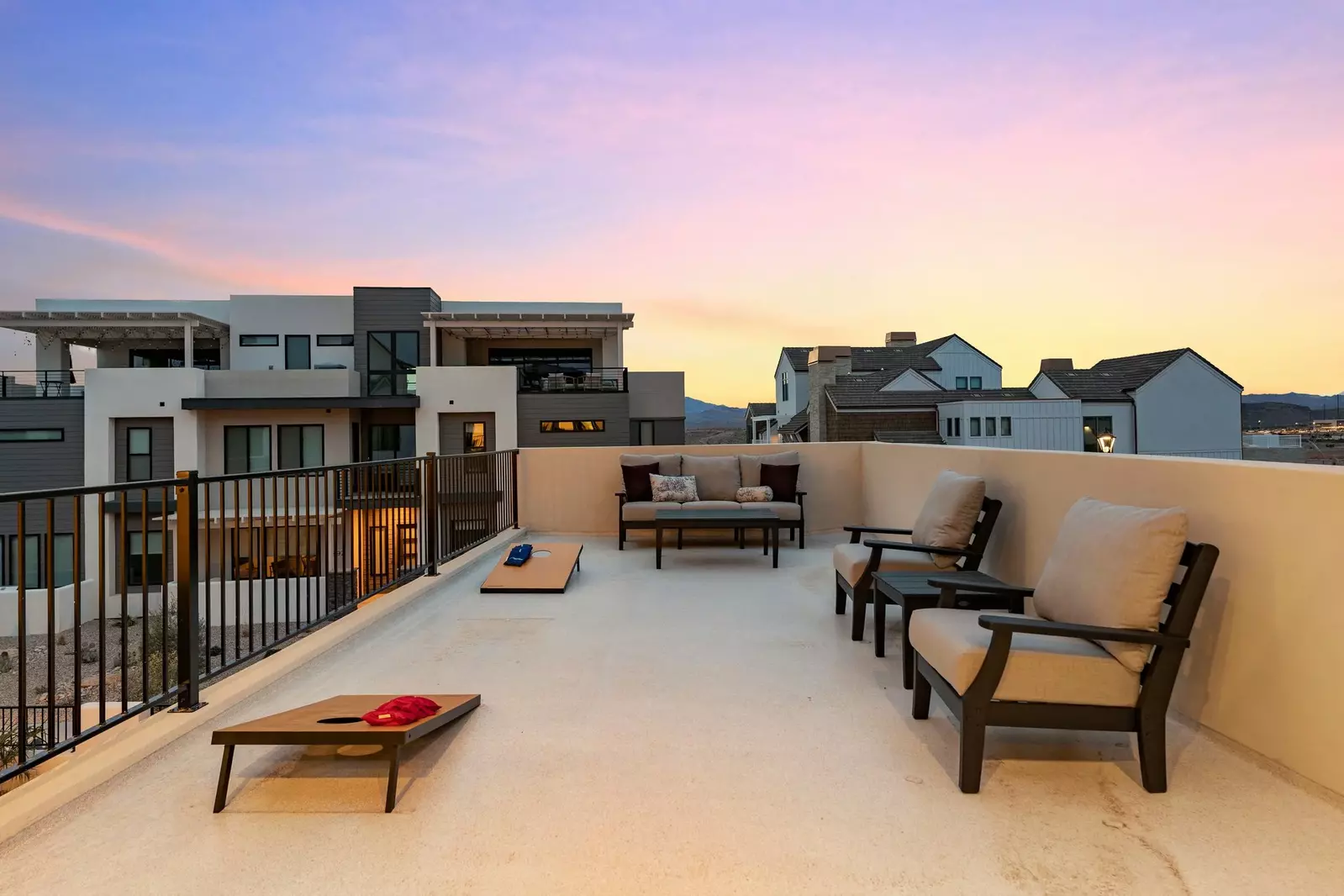 Large Patio Deck and Cornhole