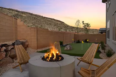 Backyard Fire Pit, Seating, & Putting Green