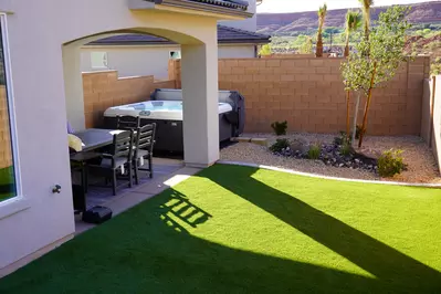 Private Hot Tub and Lawn Area