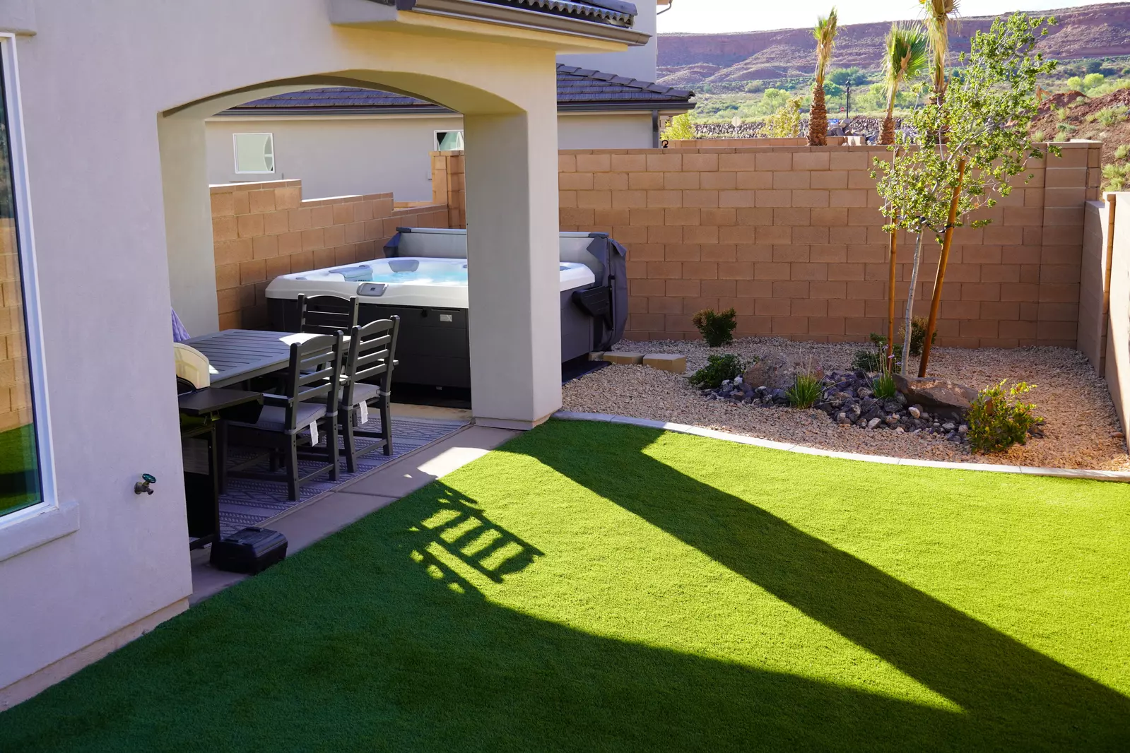 Private Hot Tub and Lawn Area