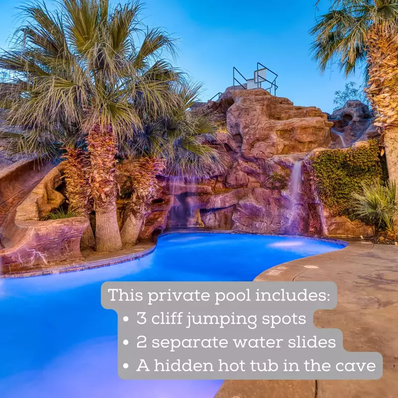 Private Pool, Slides, and Cliff Jumping