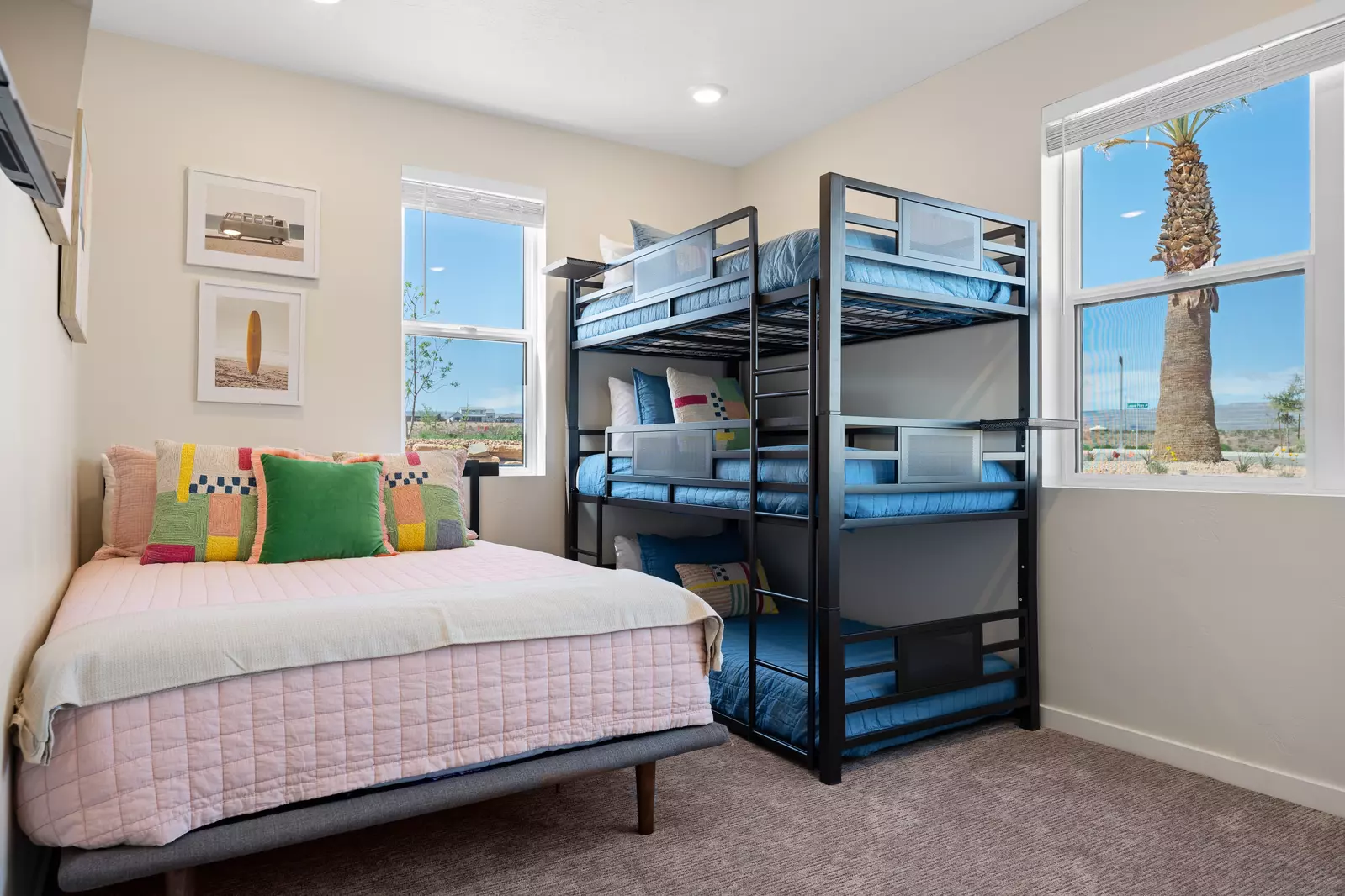 Queen Bed, T/T/T Bunk