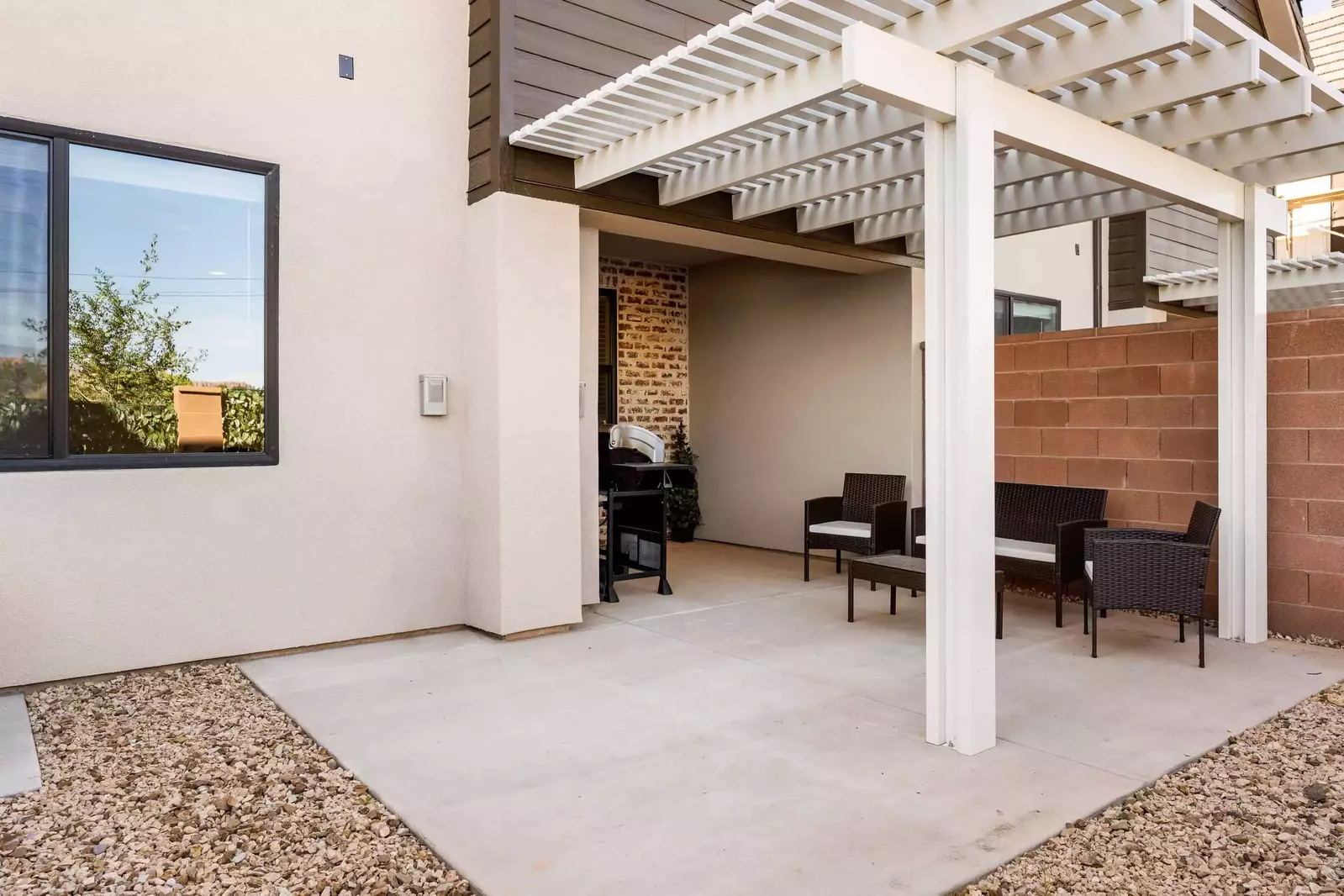 Pergola, Patio Seating, Grill, Private Backyard