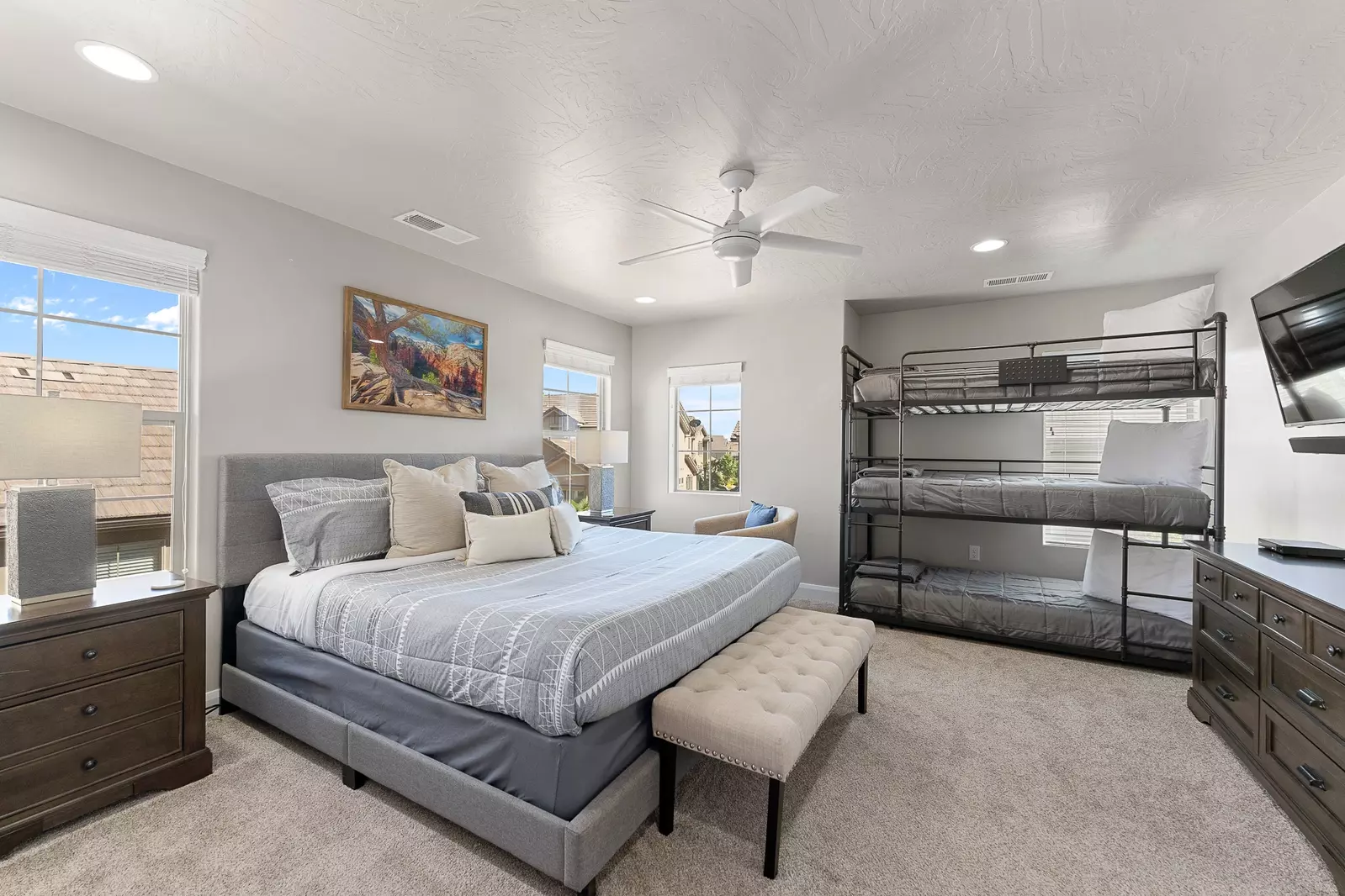 Twin / Twin / Twin Bunk and King Bed