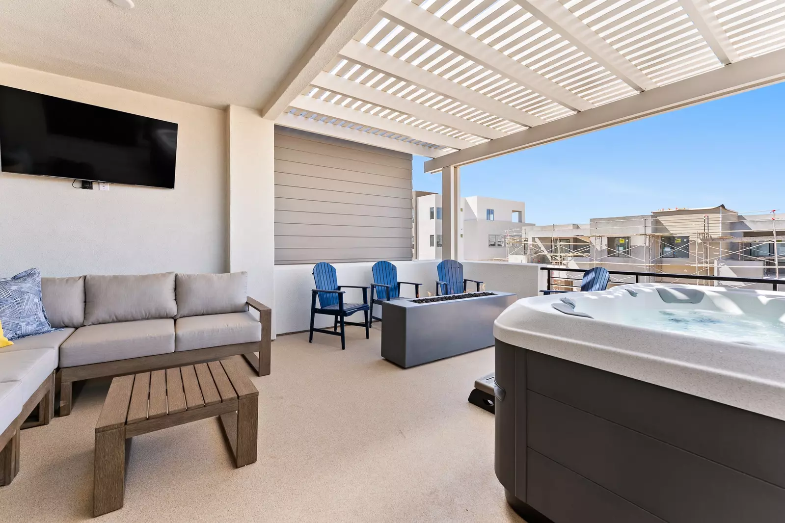 Upper Deck with Hot Tub and Fire Table
