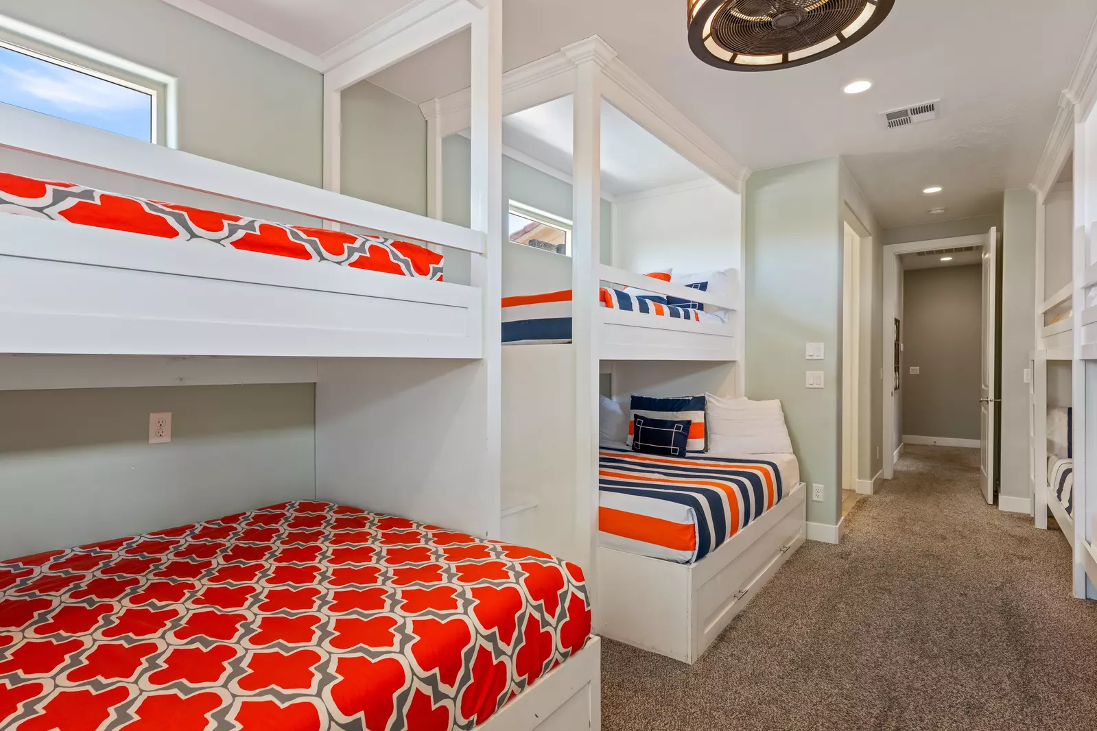 3 Twin/Twin Bunks & 2 Twin/Queen with Trundles Bunk Room