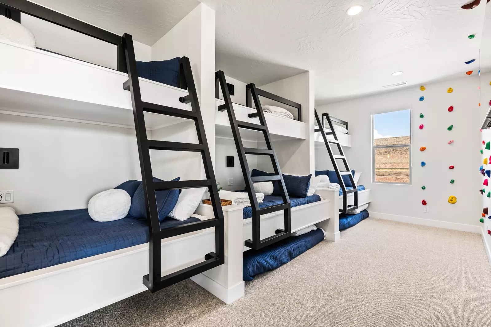 3 Twin/Double Bunks, 2 Twin Trundles - Rock Climbing Wall