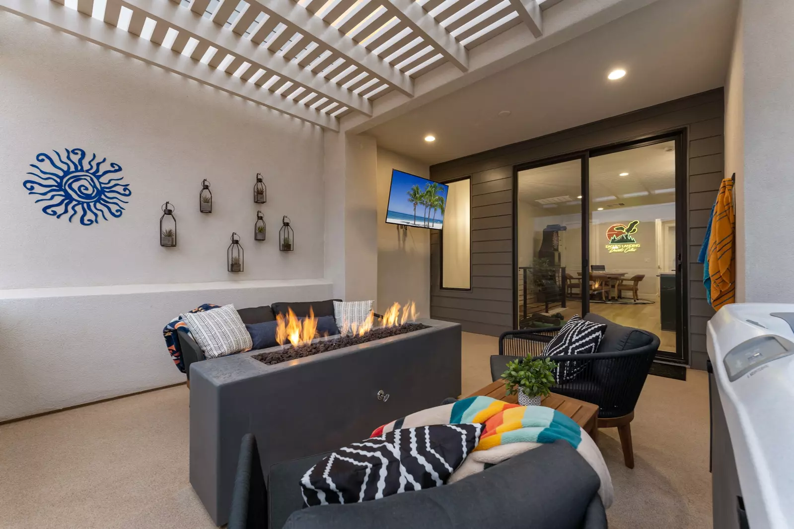 Balcony with Fireplace & TV