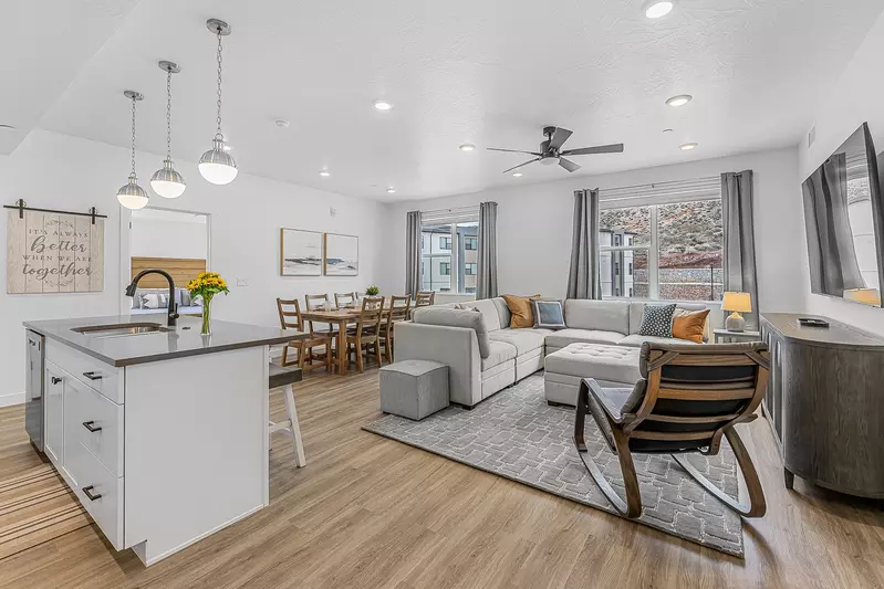 Kitchen, Living and Dining Rooms