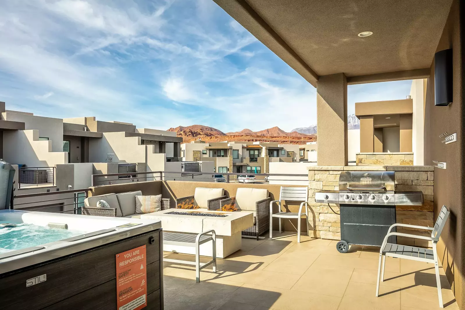 Balcony with Fire Table and Grill