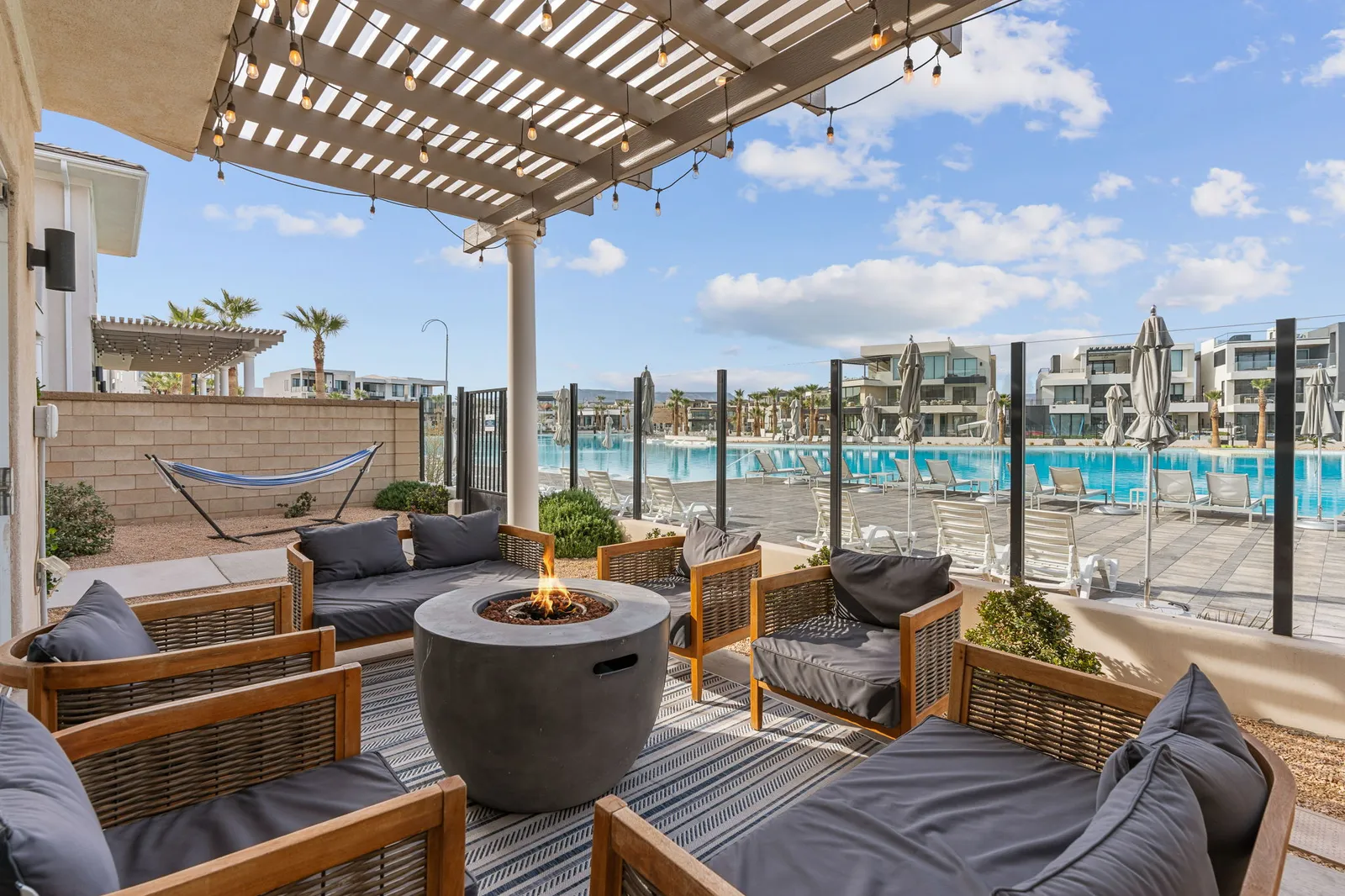 Private Back Patio w/ Fire Table