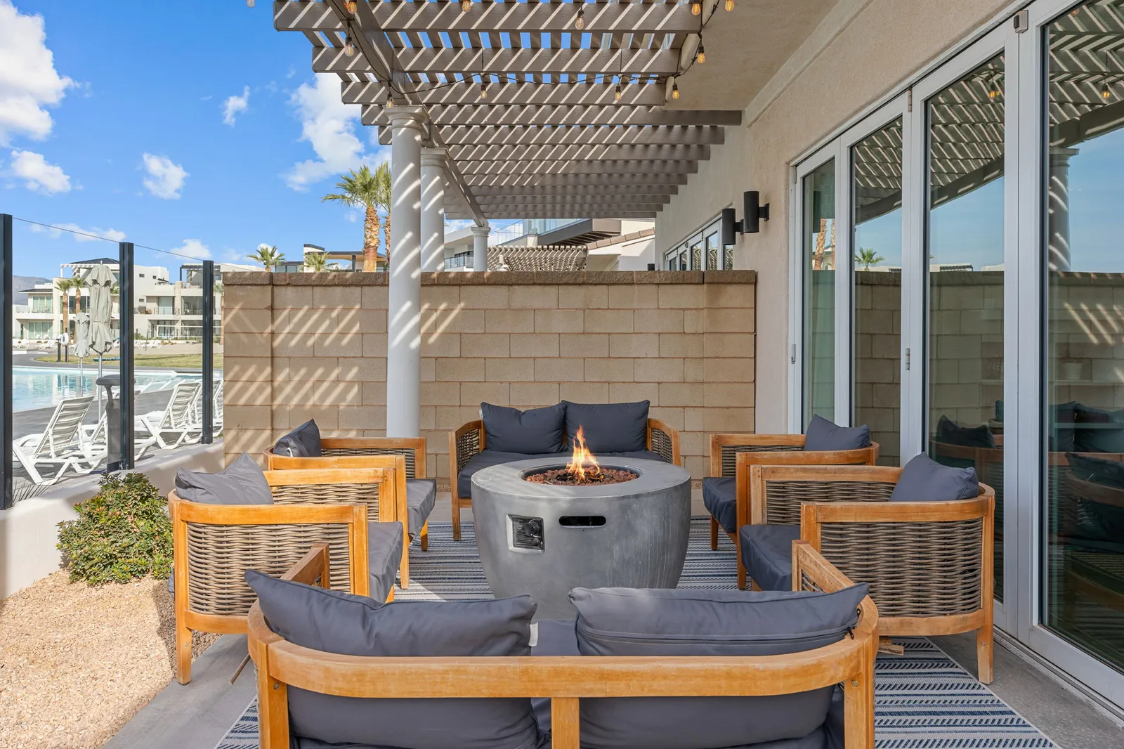 Private Back Patio w/ Fire Table